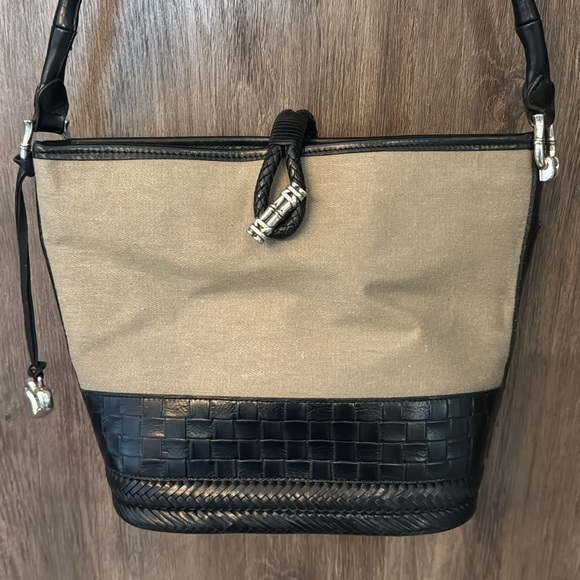 Brighton Handbags - Vintage Brighton Canvas and Leather Shoulder Bag